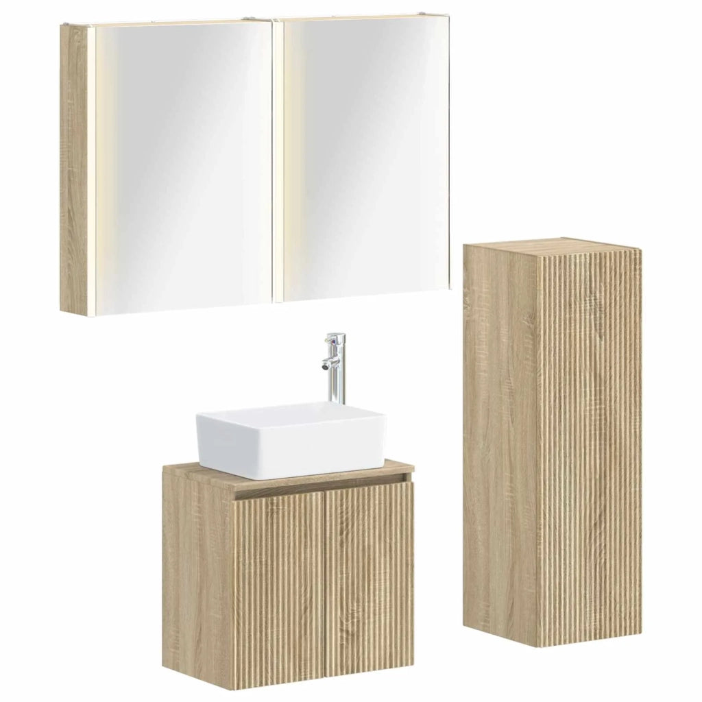 Set di mobili per il bagno 4 pz Rovere Sonoma 3407449