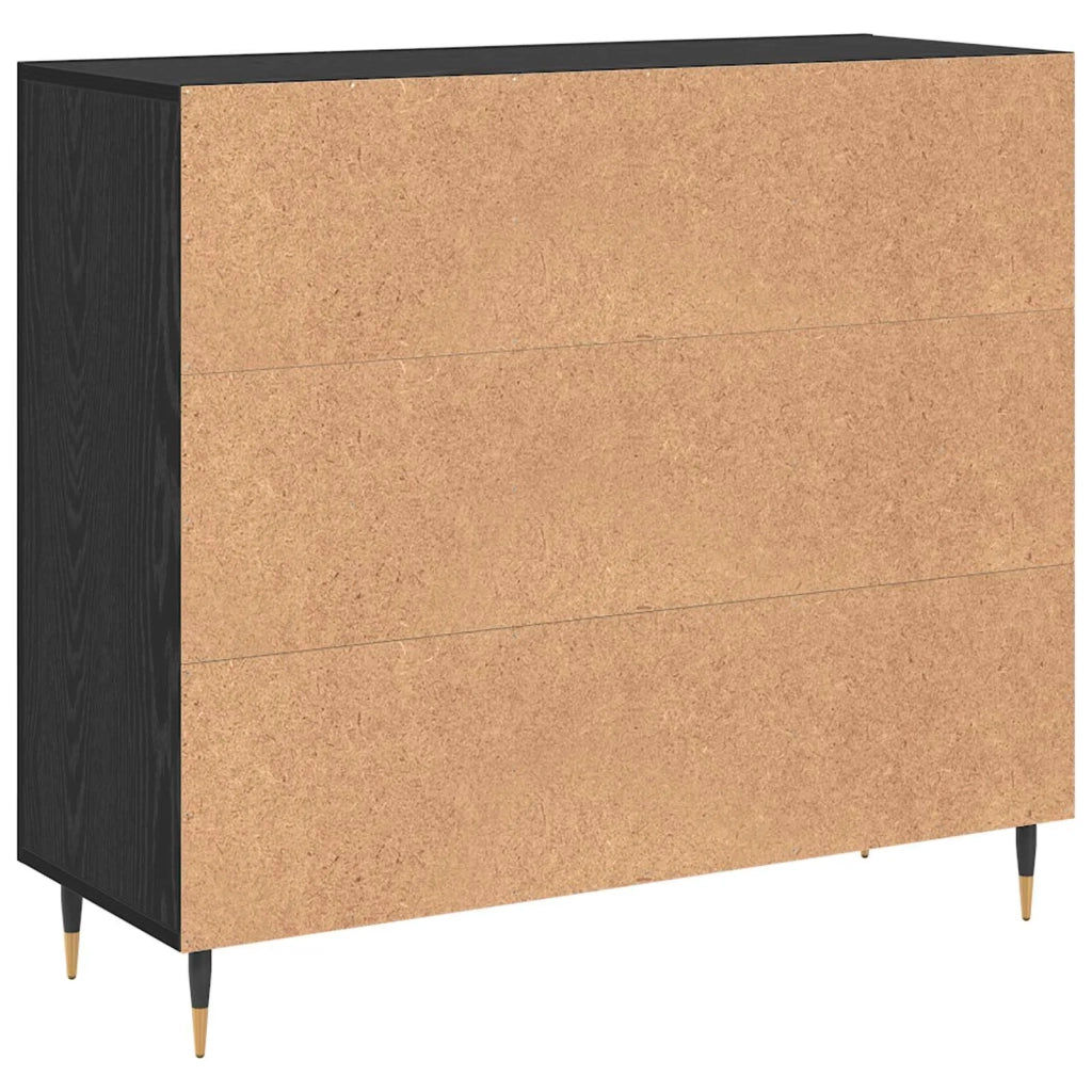 Credenza Rovere Nero 90 x 34 x 80 cm Legno multistrato 879581