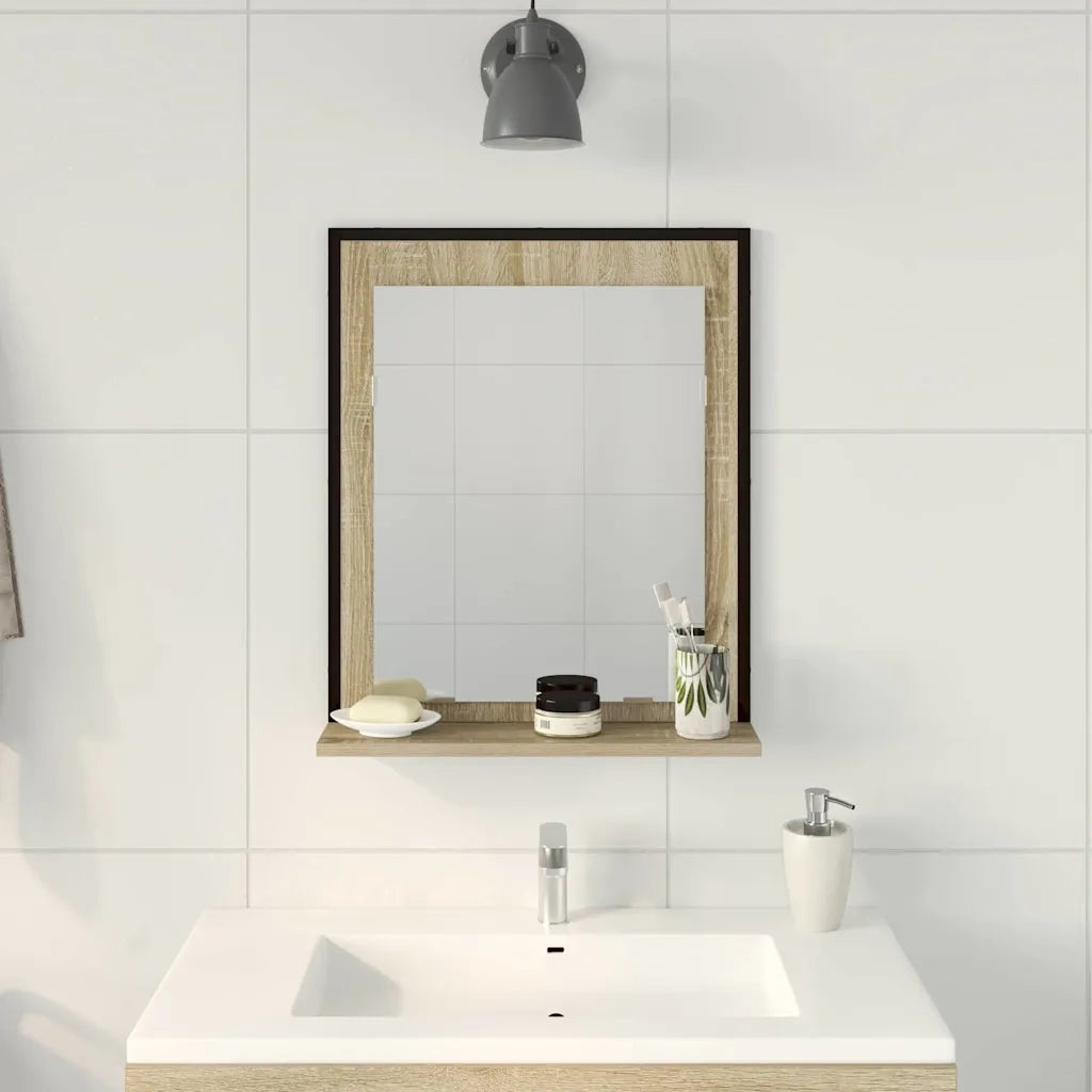 Specchio da Bagno | Specchio decorativo con lo scaffale Nero 50 x 12 x 60 cm