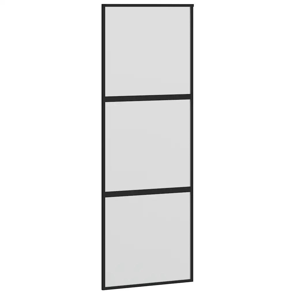 Porta Scorrevole Set Ferramenta Nera 76x205 cm Vetro Temperato