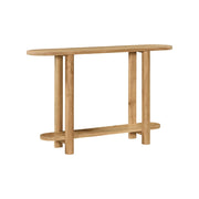 Consolle ovale in legno di acacia a 2 livelli, marrone naturale