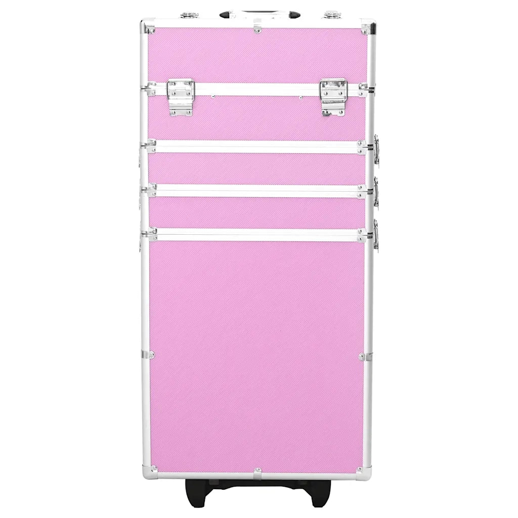 Valigia Trolley per Cosmetici Alluminio Rosa CFW1242455