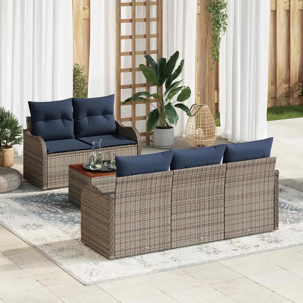 Set Divano da Giardino 6 pz Grigio polyrattan 3347395