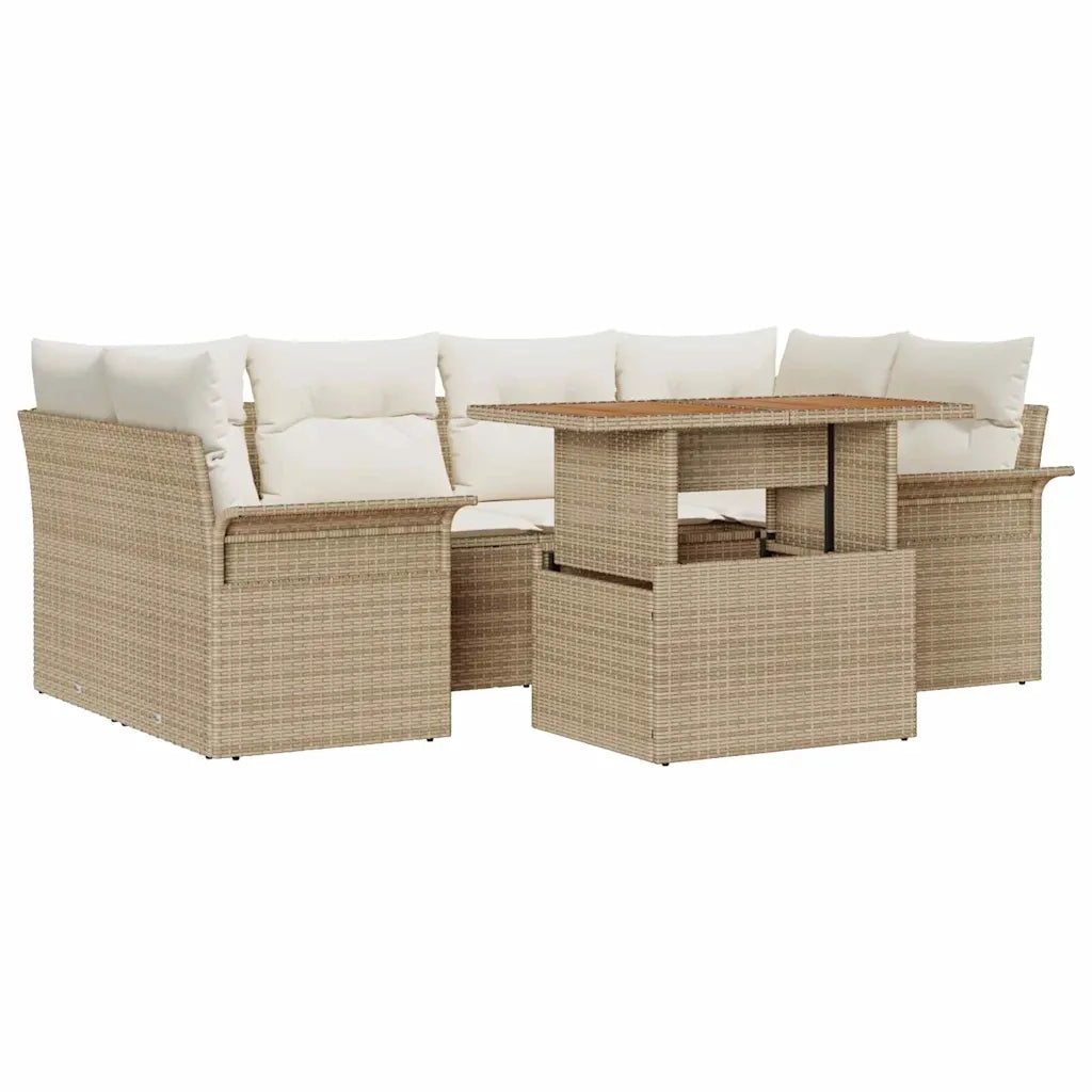 Set Divano da Giardino 7 pcs Beige Poly Rattan 3358024