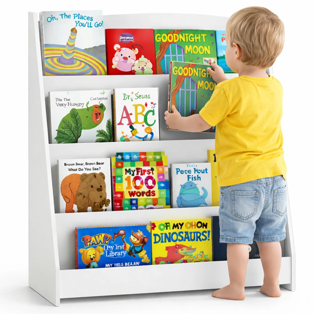 Libreria Montessoriana Bianco in Legno Scaffale Porta Libri per Bambini 80x30x88cm