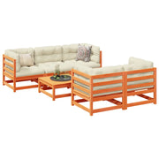 Set Divani Giardino 6pz con Cuscini Marrone Cera Massello Pino 3299291