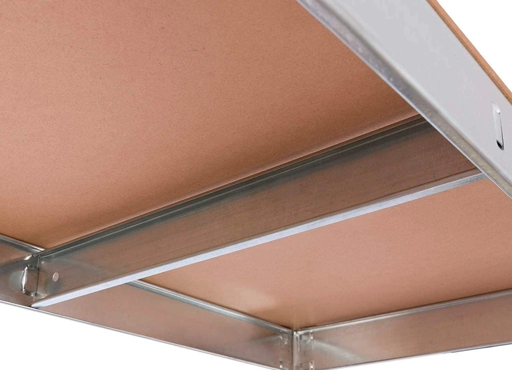 Set di 2 Scaffali per Carichi Pesanti, Scaffalature a 5 Ripiani in Acciaio e ripiani in legno, Senza Viti, in Garage, Portante 750 kg, 40 x 90 x 180 cm (TOTALE 40P X 180L X180A)