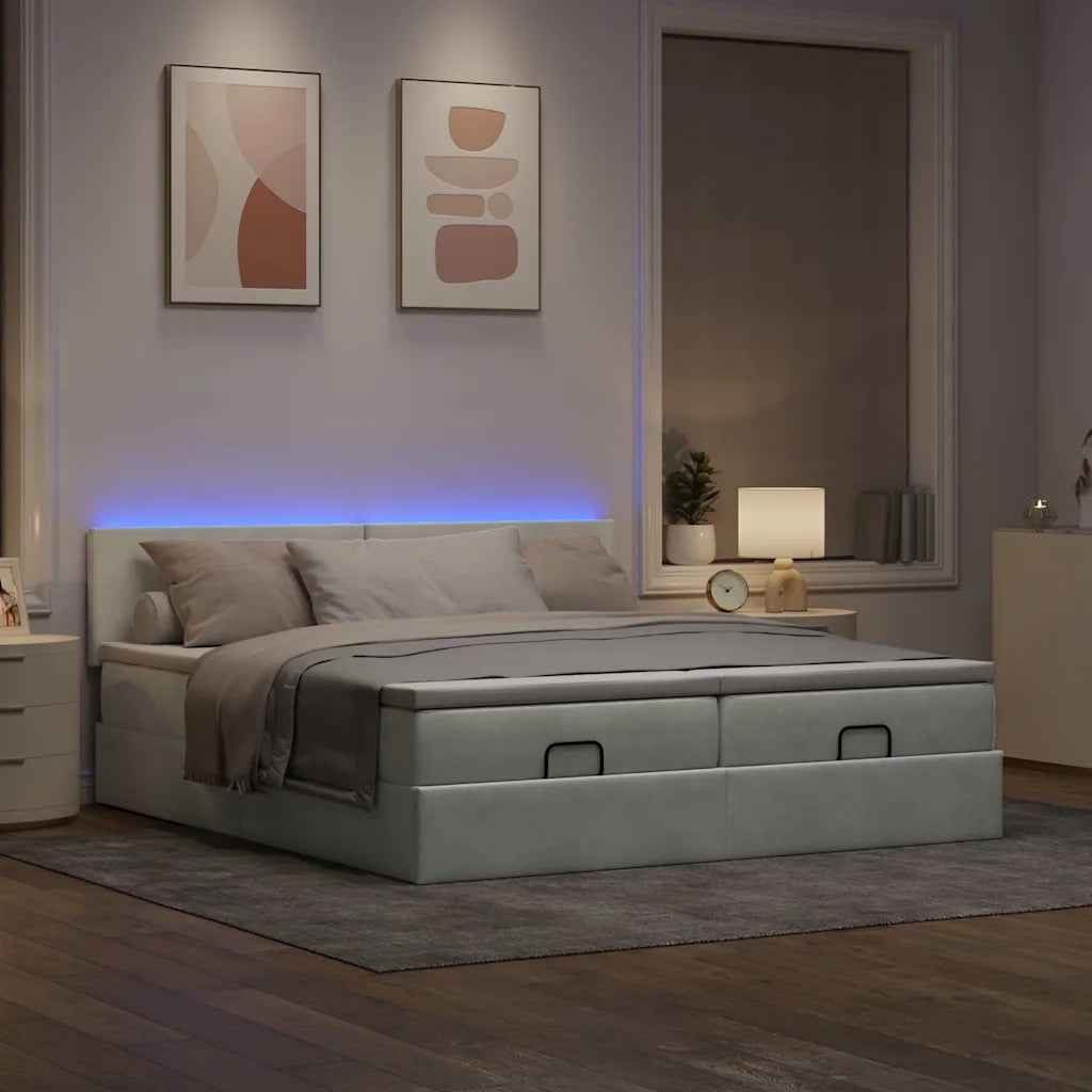 Struttura Letto Pouf con Materassi 200x200 cm Velluto
