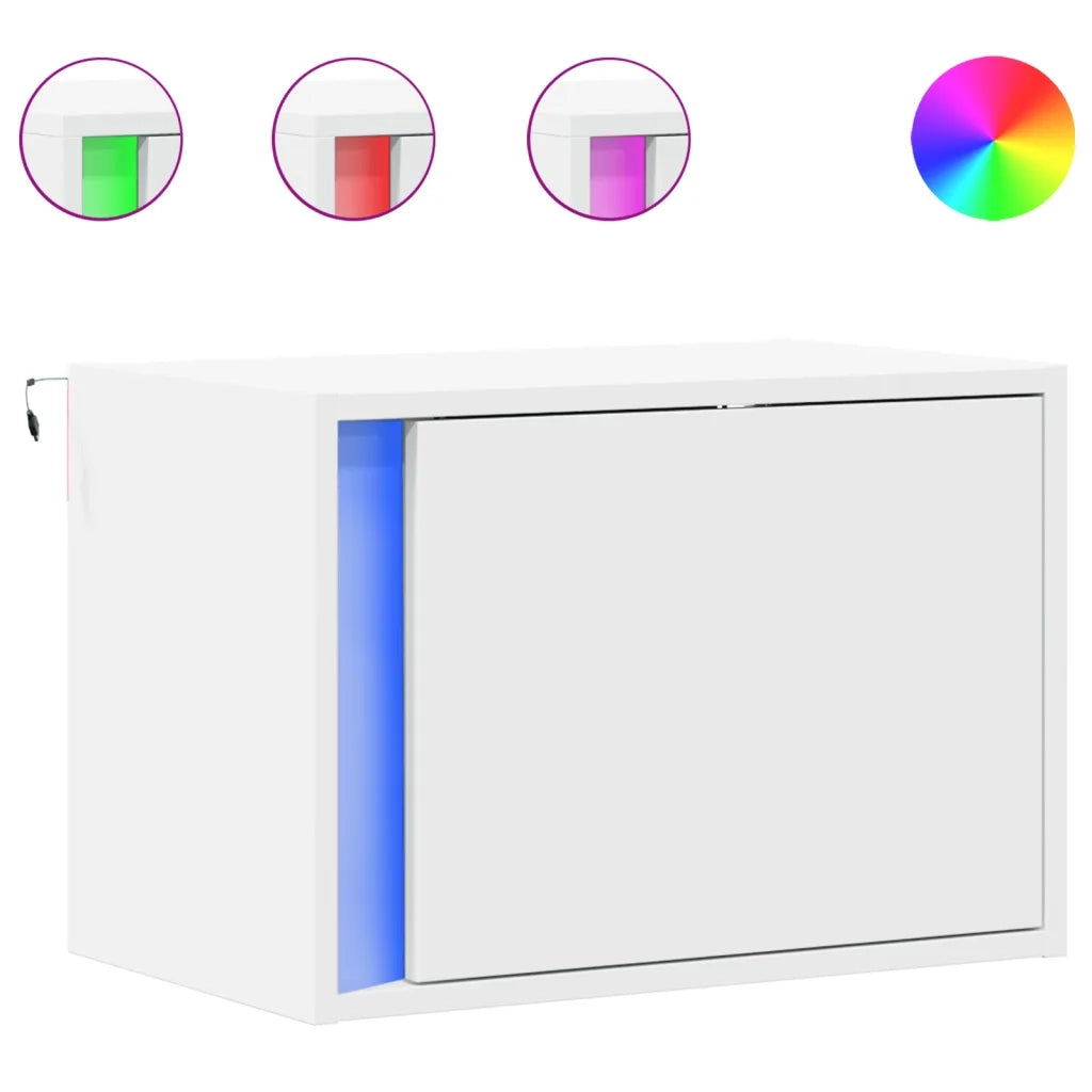 Comodino a Parete con Luci LED Bianco 852089