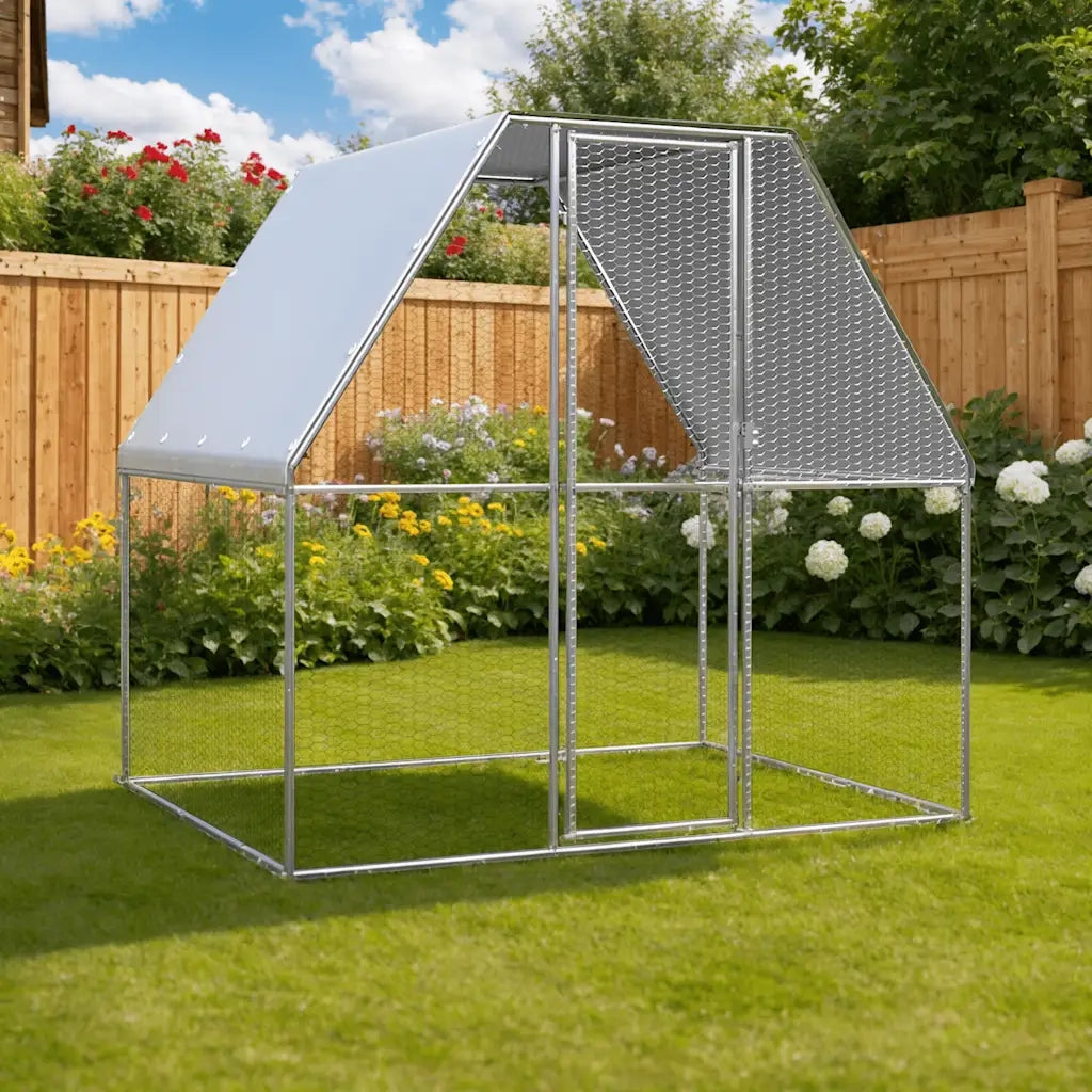 Gabbia per Polli Argento e Grigio 2x2x2 m in Acciaio Zincato 155886