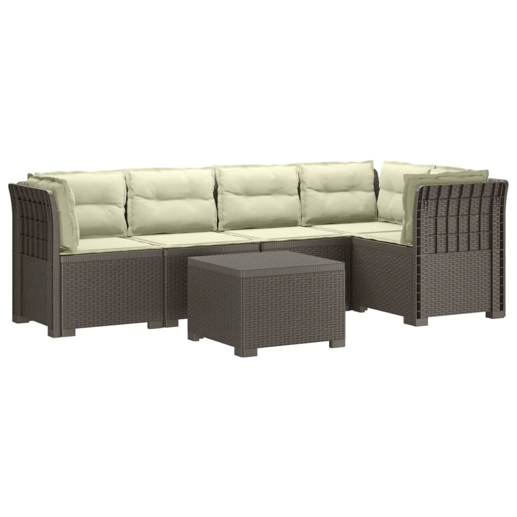 Divano da Giardino 5 Posti con Cuscini Stile Rattan PP 3444098