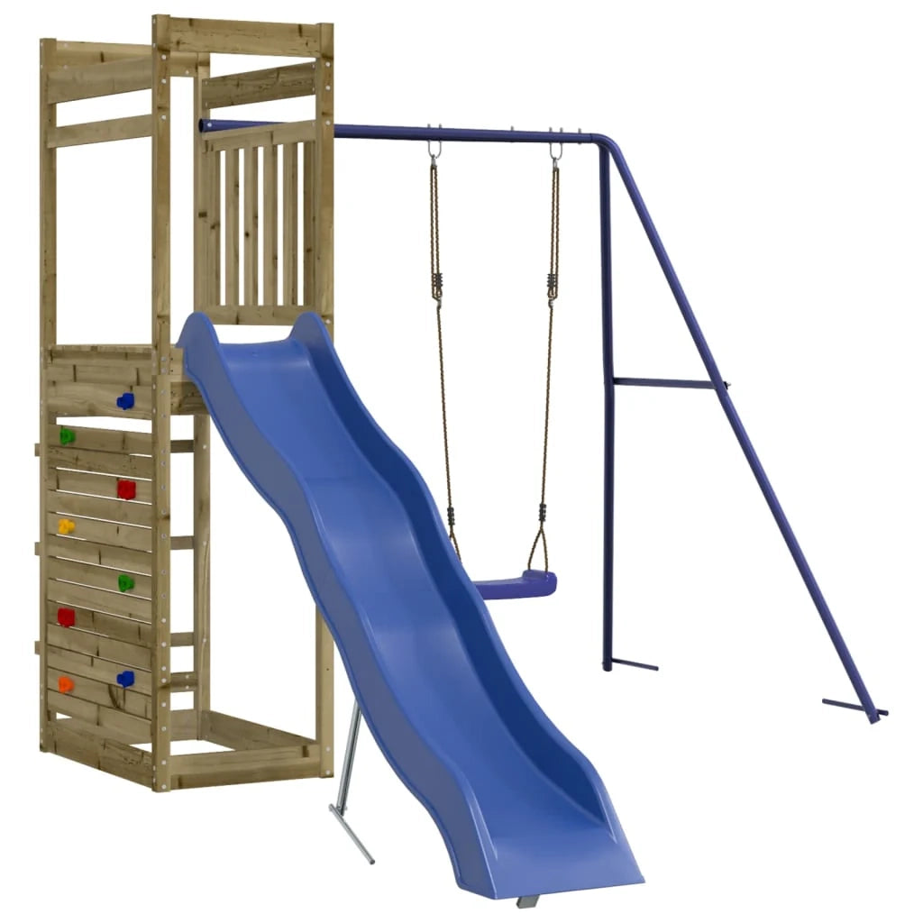 Area giochi all'aperto con altalene scivolo e robuste strutture per arrampicarsi giochi da giardino 246 x 349 x 207 cm legno di pino impregnato 02_0005023