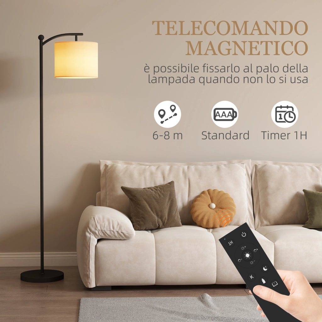 Lampada da Terra LED Dimmerabile ¨C Xylo ¨C Con Telecomando, 11 Temperature, 11 Luminosit¨¤, Timer 60 Min, Nero