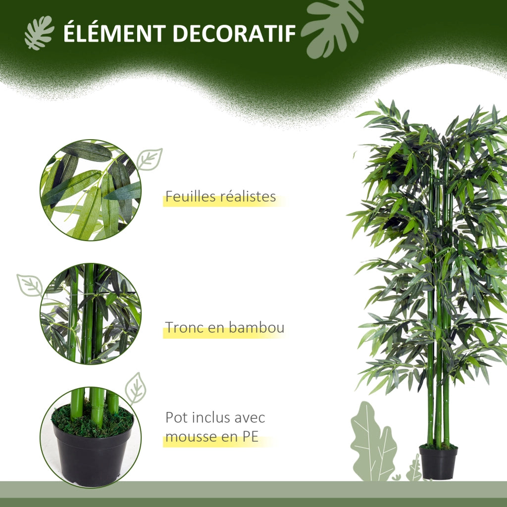 Albero Artificiale Bamboo XXL ¨C zephmum ¨C 1.80m H, Nero e Verde, Vaso Incluso