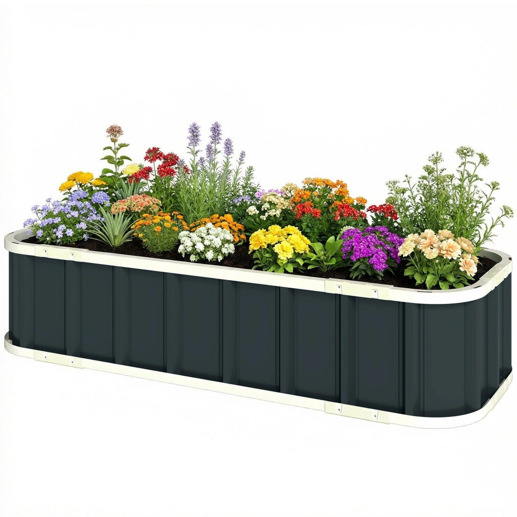 Hochbeet in Acciaio ¨C Minimal ¨C 136x52x31 cm Grigio Scuro