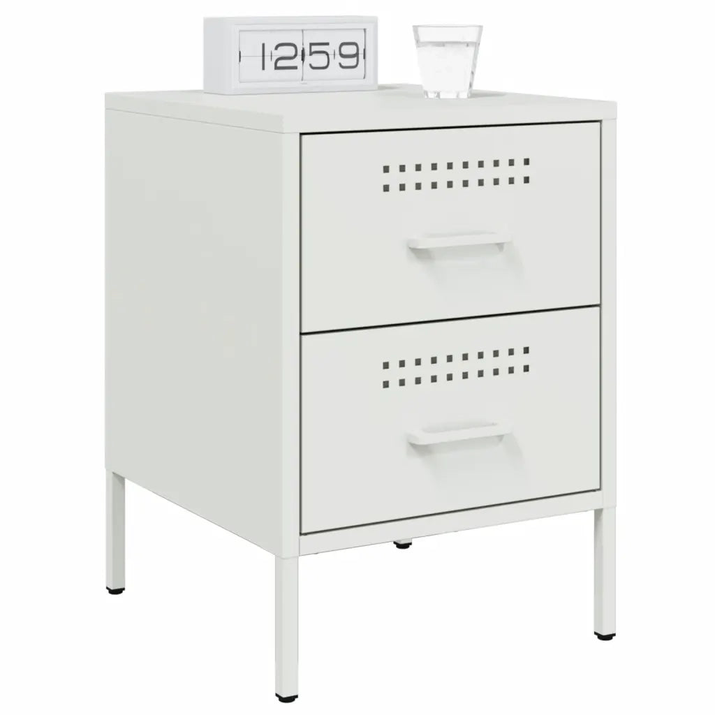 Comodino Bianco 36x39x50,5 cm in Acciaio 842932