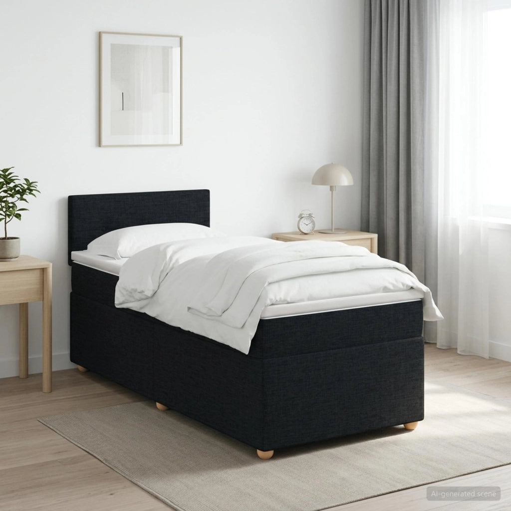 Letto box spring con materasso Nero 100 x 200 cm Tessuto 3452354