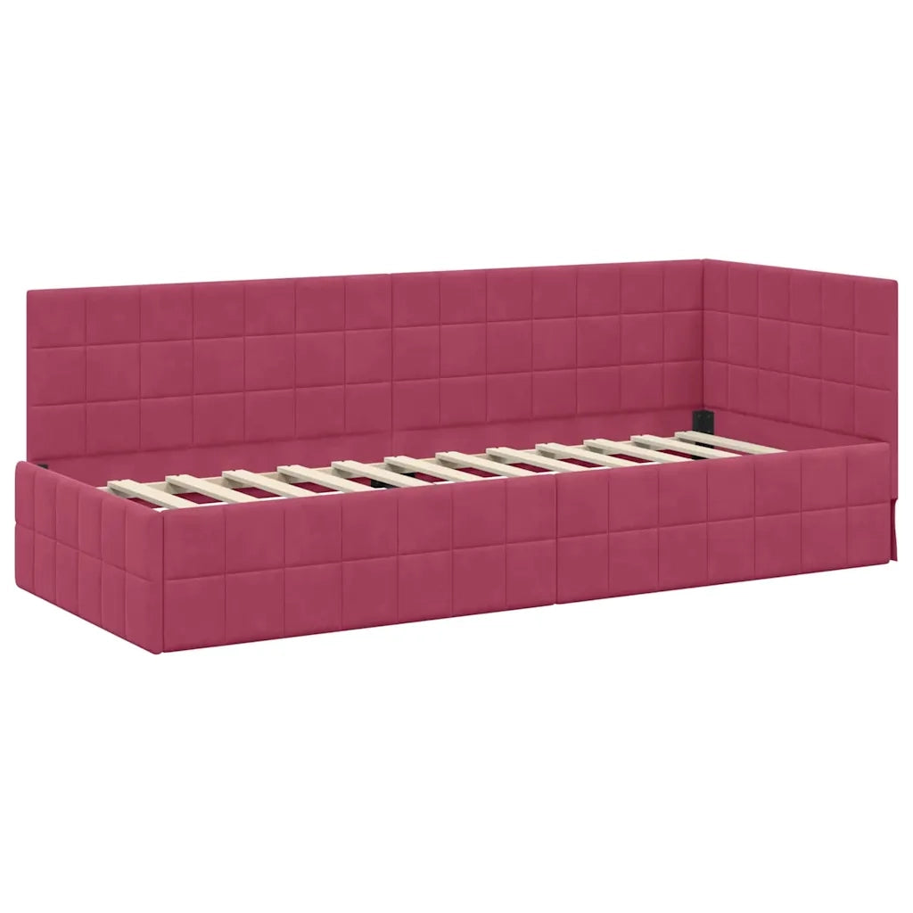 Cornice del letto ad angolo Rosso Vino 80 cm x 200 cm Velluto