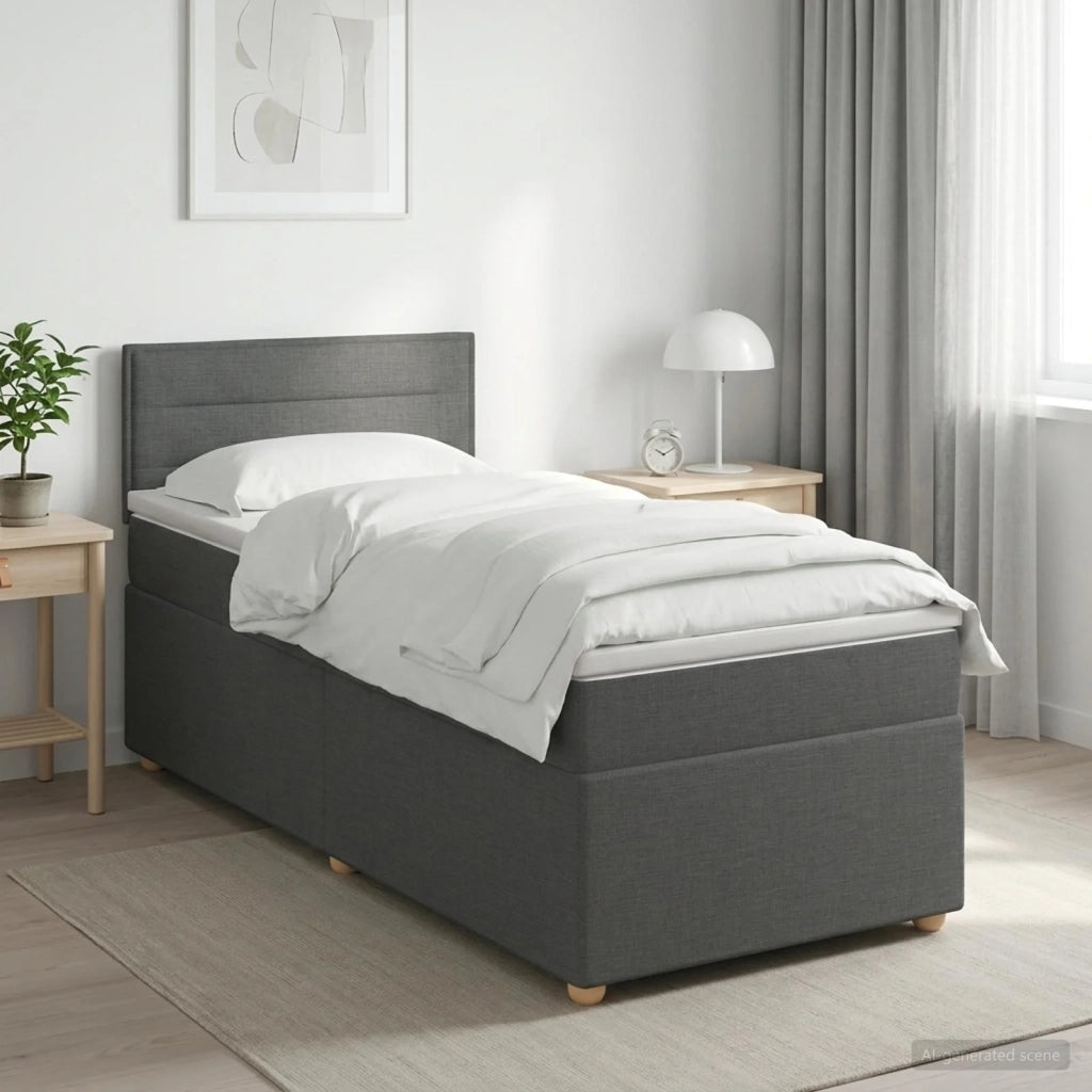 Letto box spring con materasso Grigio Scuro 90 x 190 cm Tessuto 3451050