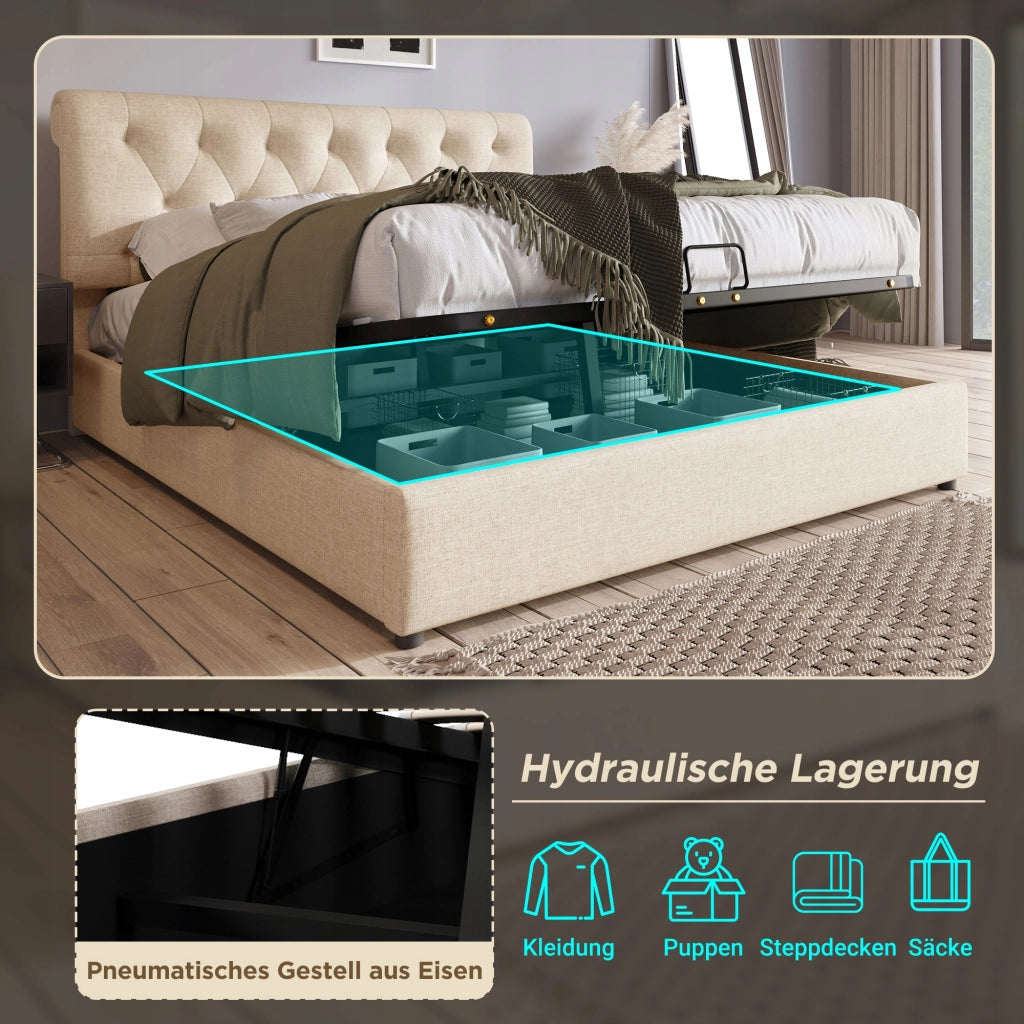 Letto imbottito regolabile - Xylo - 140x200 con testiera regolabile e telaio