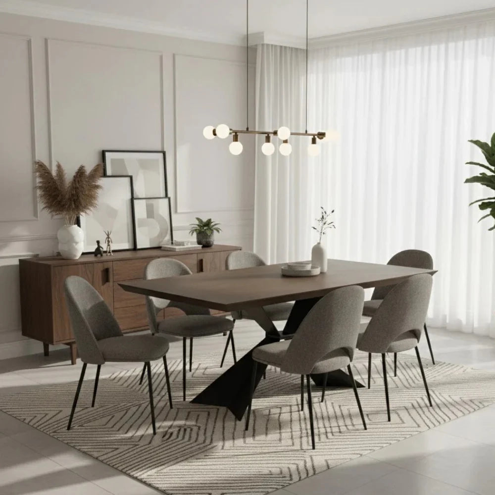 Tavolo da pranzo fisso in legno impiallacciato rovere termocotto Taurus 160x90 cm fino a 8 posti Made in Italy | Duzzle