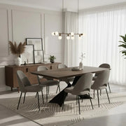 Tavolo da pranzo fisso in legno impiallacciato rovere termocotto Taurus 160x90 cm fino a 8 posti Made in Italy | Duzzle