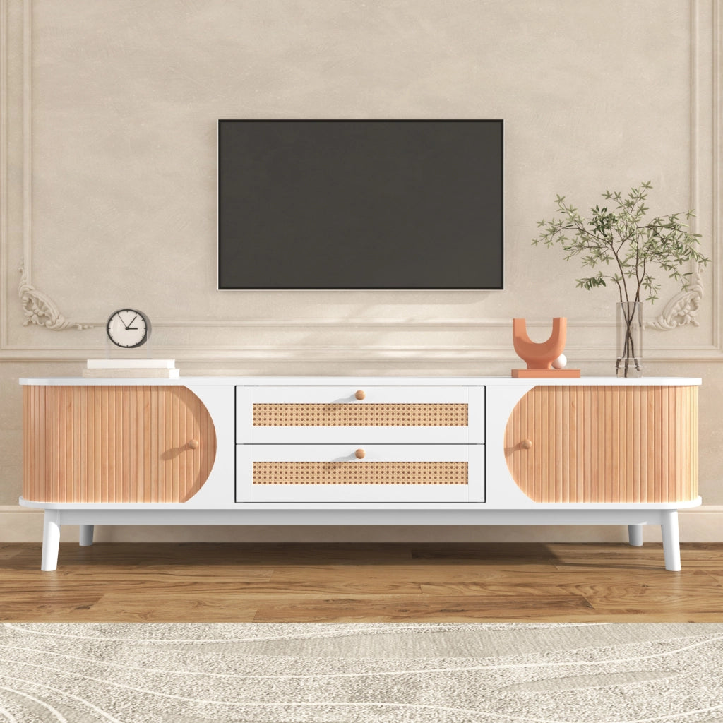 Cassettiera per TV bianca in MDF lunghezza 170 cm