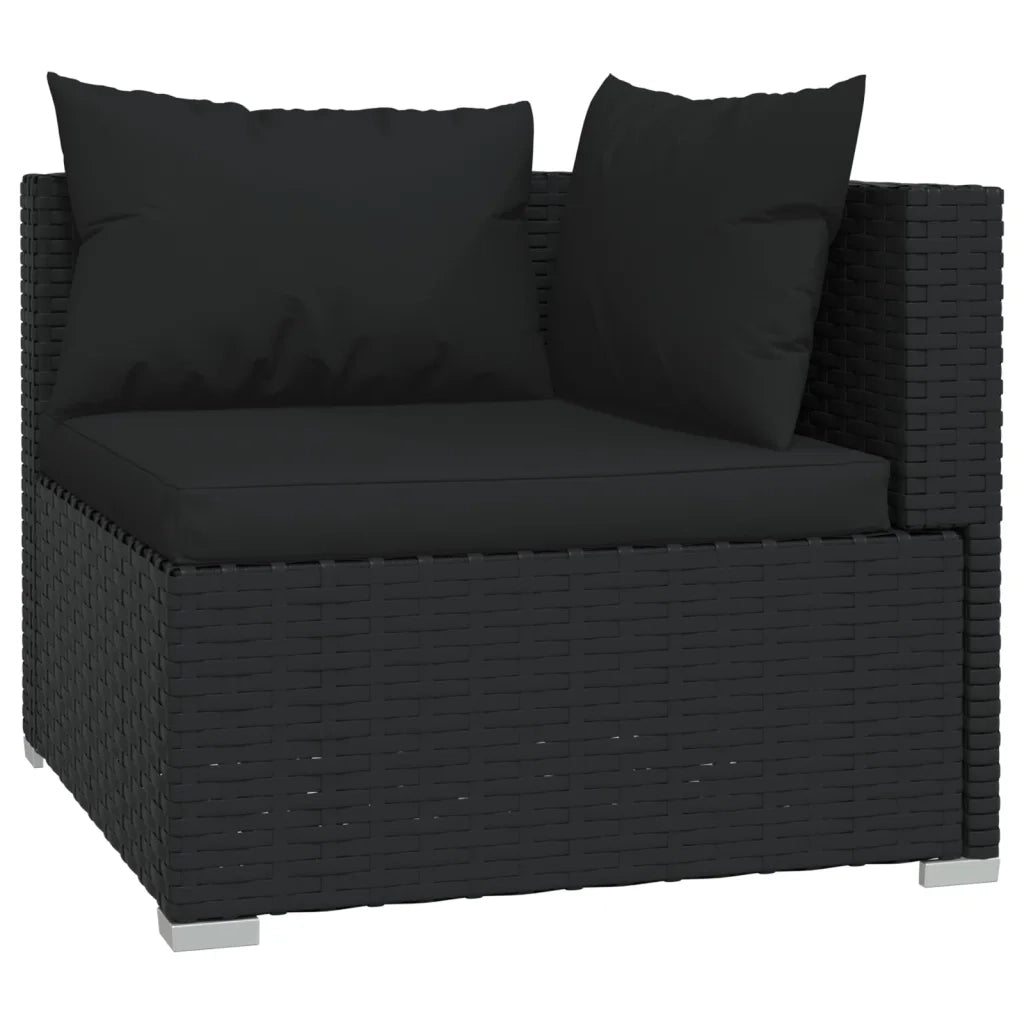 Divano a 3 Posti con Cuscini in Polyrattan Nero 317522