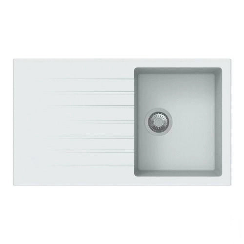 Lavello 86 cm da incasso in sintetico effetto granito una vasca - Bianco