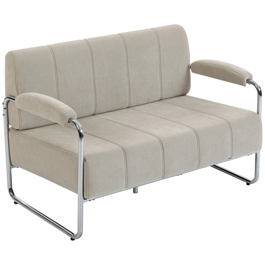 Divano 2 Posti Moderno Tessuto Beige ¨C Minimal ¨C 120x73x76 cm