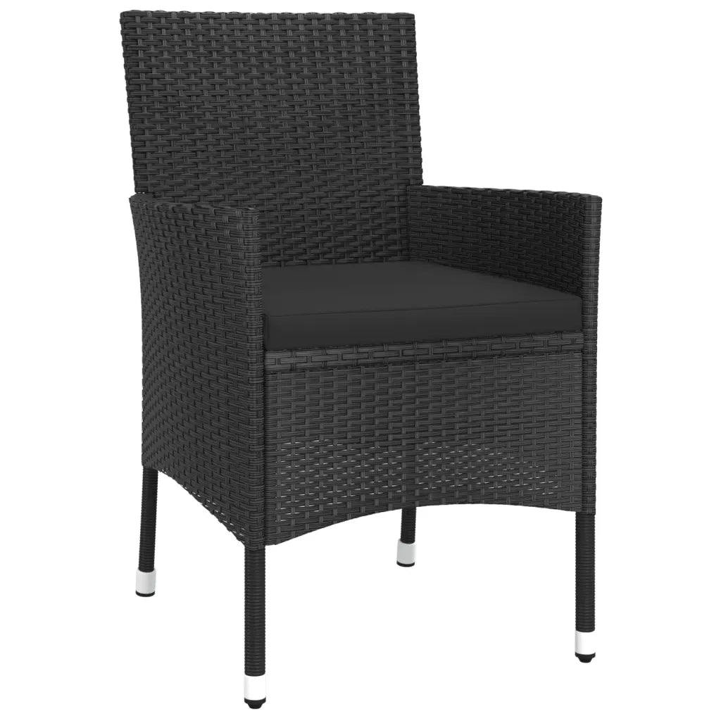 Set da Pranzo da Giardino 5 pz Nero con Cuscini in Polyrattan 3187397