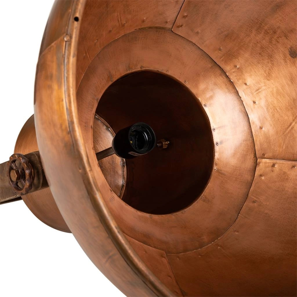 Lampada da soffitto in metallo ramato, 30x30x50h cm