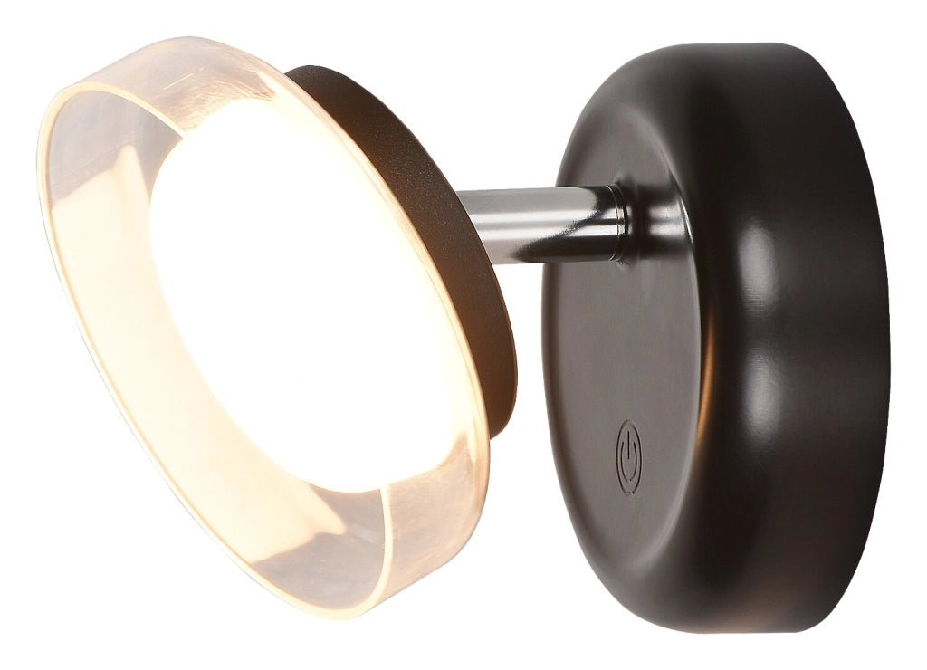 Applique Rabalux Javi nero/bianco LED 2W dimmer ricaricabile
