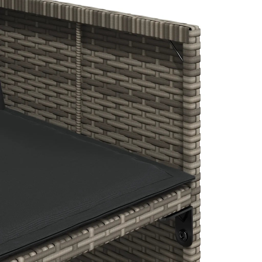 Set da Pranzo da Giardino 11pz con Cuscini in Polyrattan Grigio 3211214