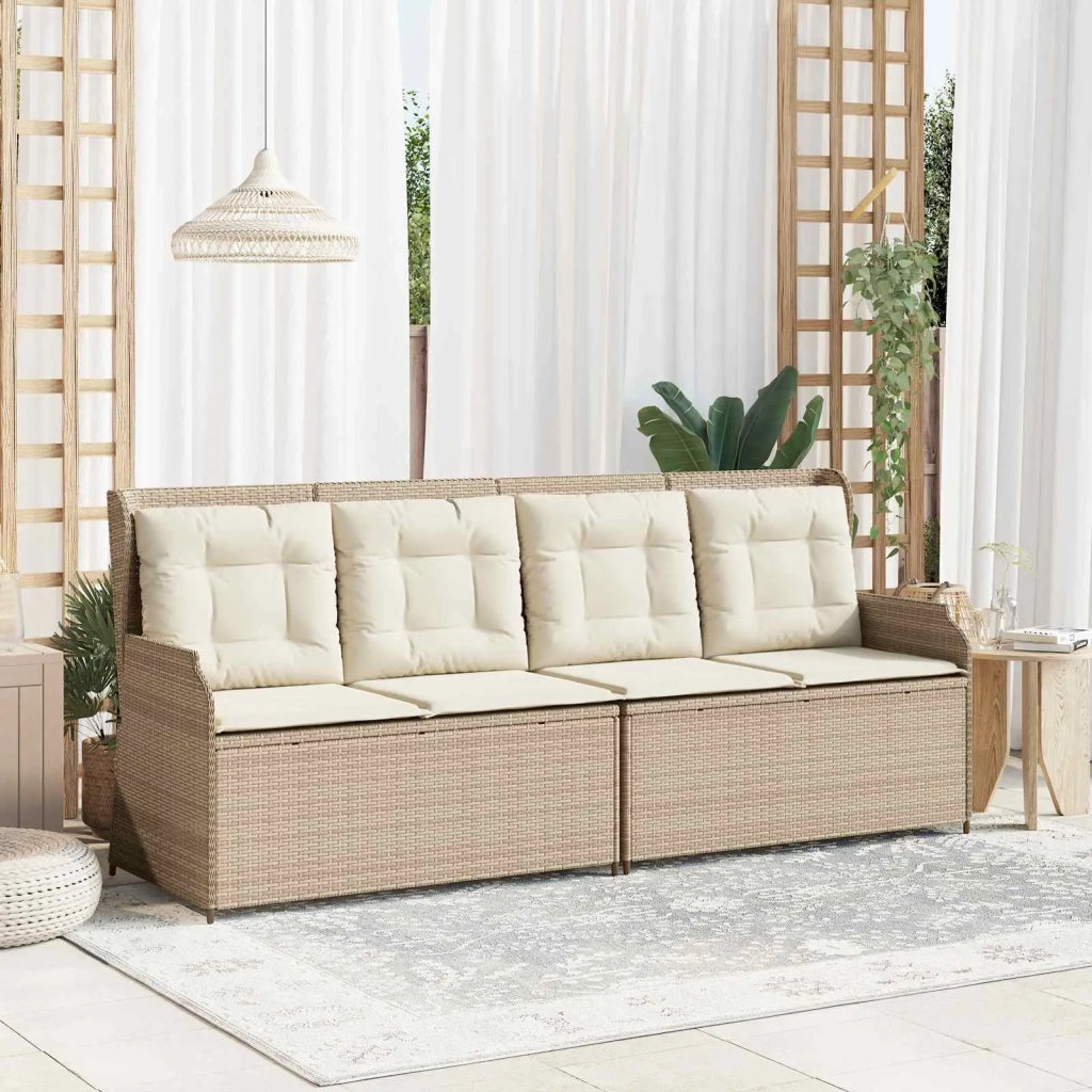 Panchina da giardino con cuscino Nero e Bianco Crema polyrattan 3394444
