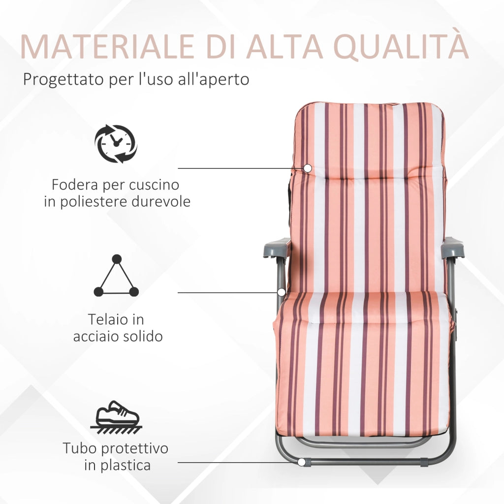 Sedia Sdraio Set 2 Pezzi ¨C zephmum ¨C Grigio Arancione 60x75x102 cm
