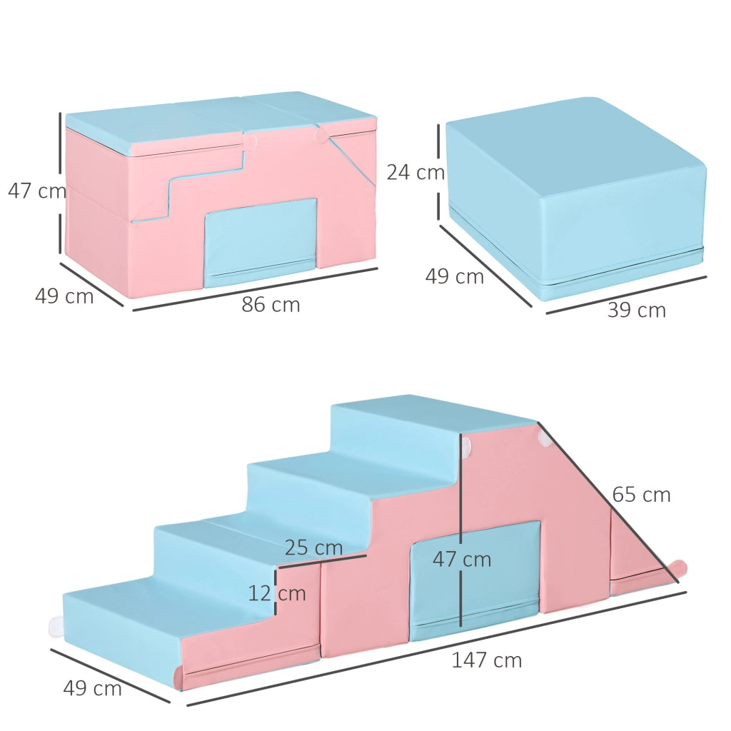 Casetta per Bambini con Scala ¨C Minimal ¨C Rosa e Blu 86x49x47 cm