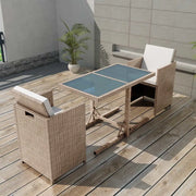 Set da Bistrot 3 pz con Cuscini in Polyrattan Beige 42541