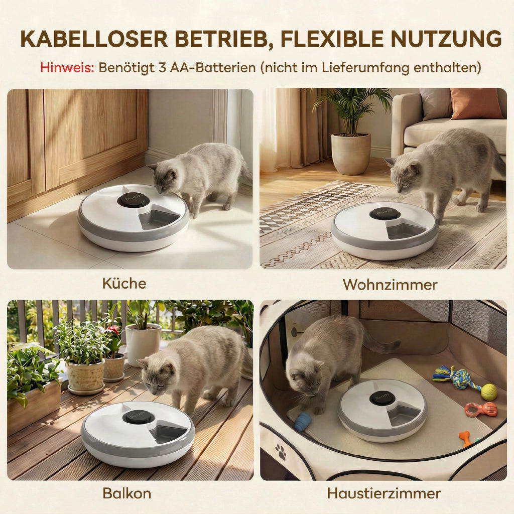 Distributore Automatico di Cibo per Animali ¨C Xylo ¨C Wireless con Timer 6 Pasti, Display LED, Grigio