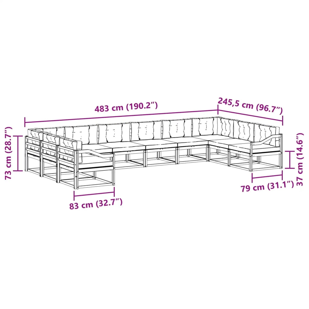 Set di divani da esterno 10 pz Bianco e Beige 3387122