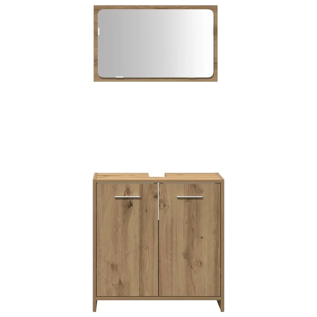 Mobile da Bagno con Specchio Rovere Artigianale Truciolato 856043