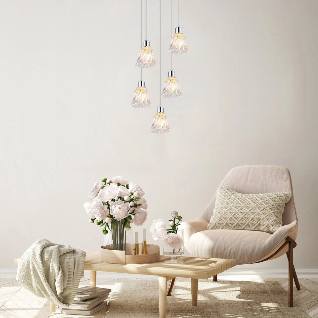Lampada a sospensione Rabalux Hestia 5xE14 cromata