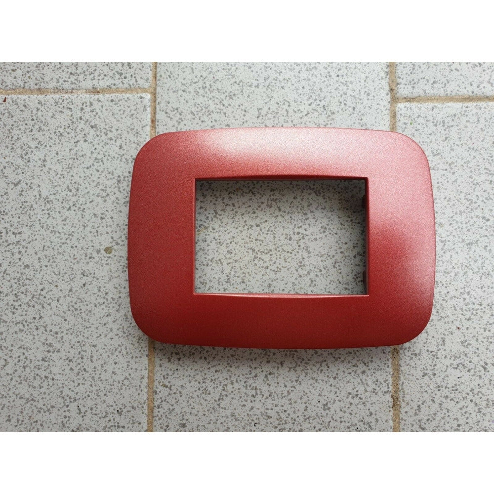 Trade Shop - Placca Placchetta Placchette Compatibili Per Serie Axolute Bticino Colorate Fori - Rosso Metallizzato -7 Fori     -