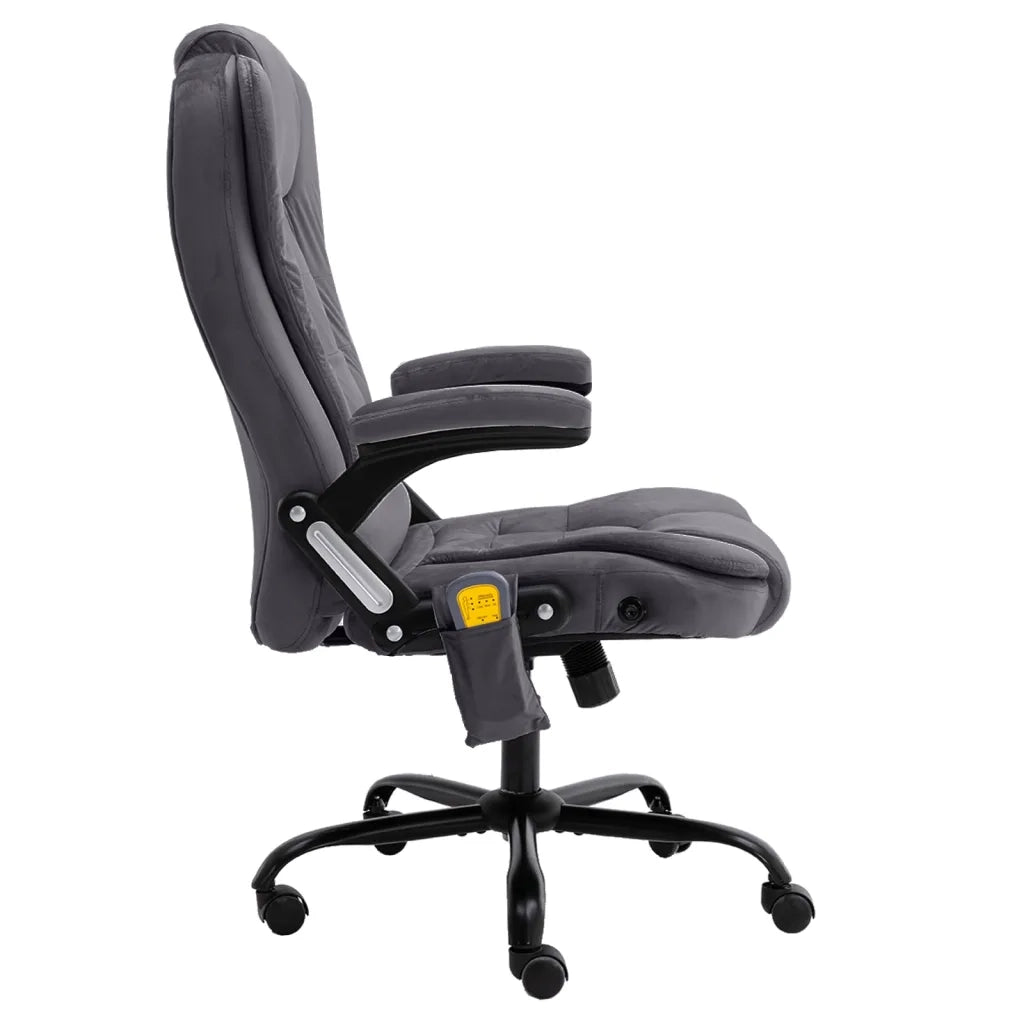 Sedia da Ufficio Massaggiante Grigio Scuro in Velluto 20572