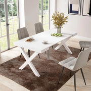 Consolle allungabile, 58 fino 180x90x73cm, Per 8 persone, Gambe in legno, Bianco RF2771
