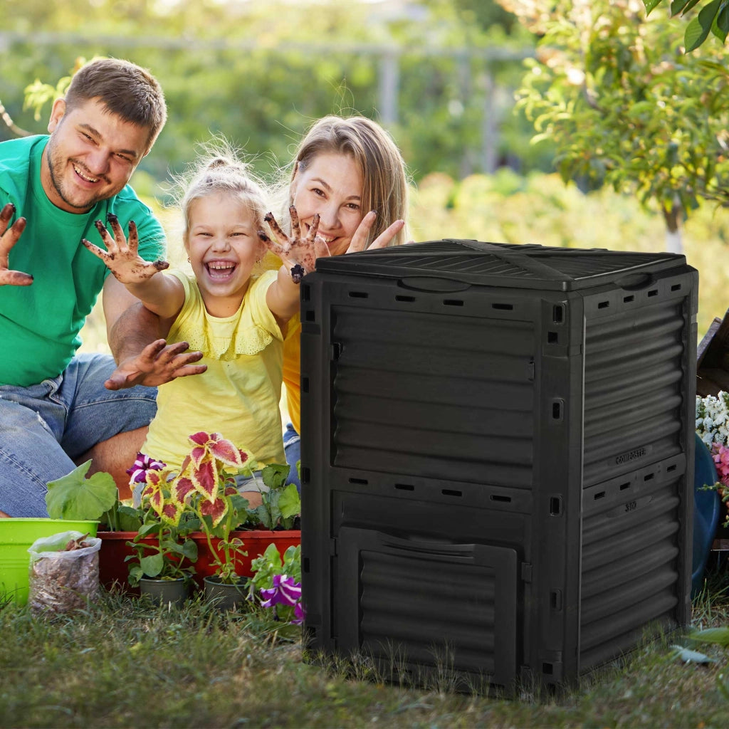 Compostiera da Giardino 300L ¨C Minimal ¨C Plastica Nera