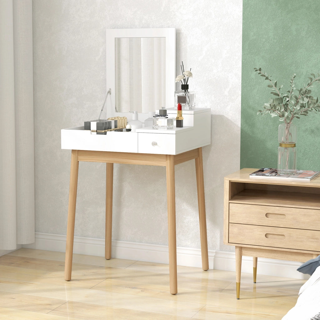 Scrivania da trucco con specchio ¨C Minimal ¨C 60x50x85,5 cm bianco