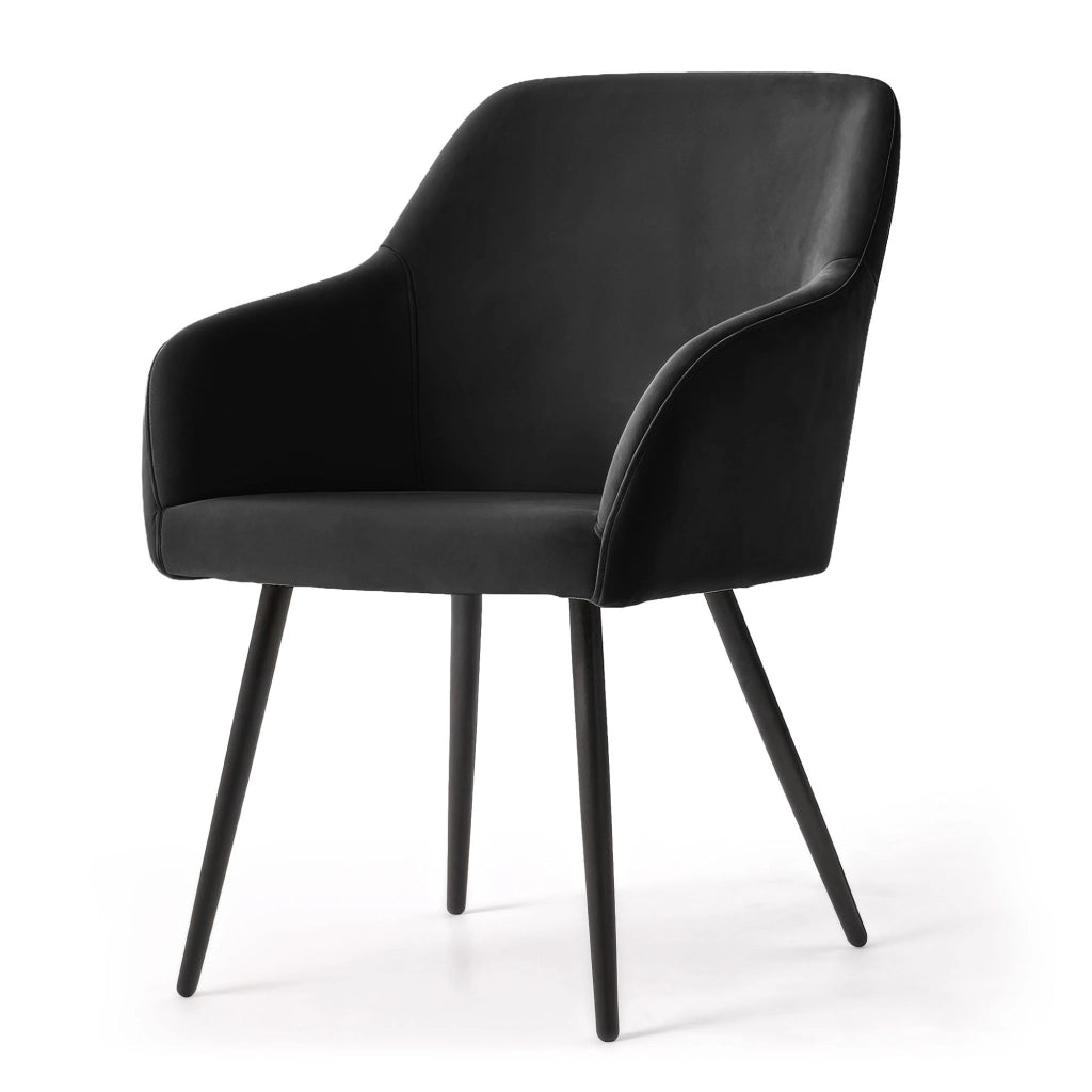 Set di 6 Sedie in velluto liscio ESTELLE Nero gambe nere