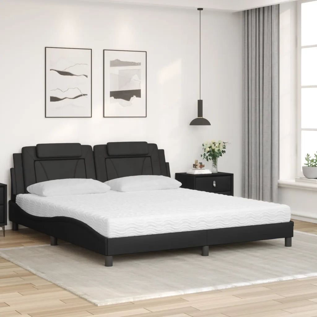 Letto Viana con Materasso Nero 180x200 cm in Similpelle