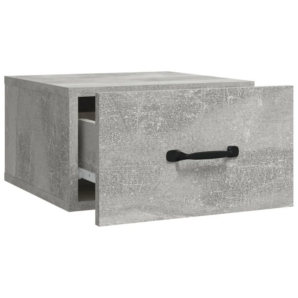 Set di 2 Comodini | Armadio da Notte | Mobiletto da notte a Muro Grigio Cemento 35x35x20 cm